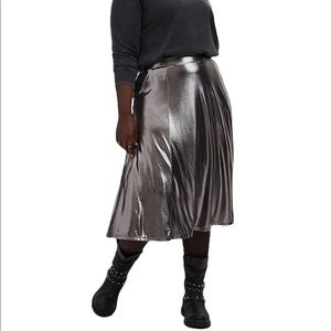 Torrid Metallic Silver Midi Skirt